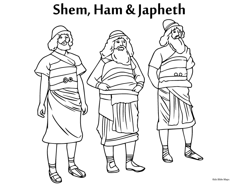 Shem, Ham, and Japheth Coloring Book Image for Print