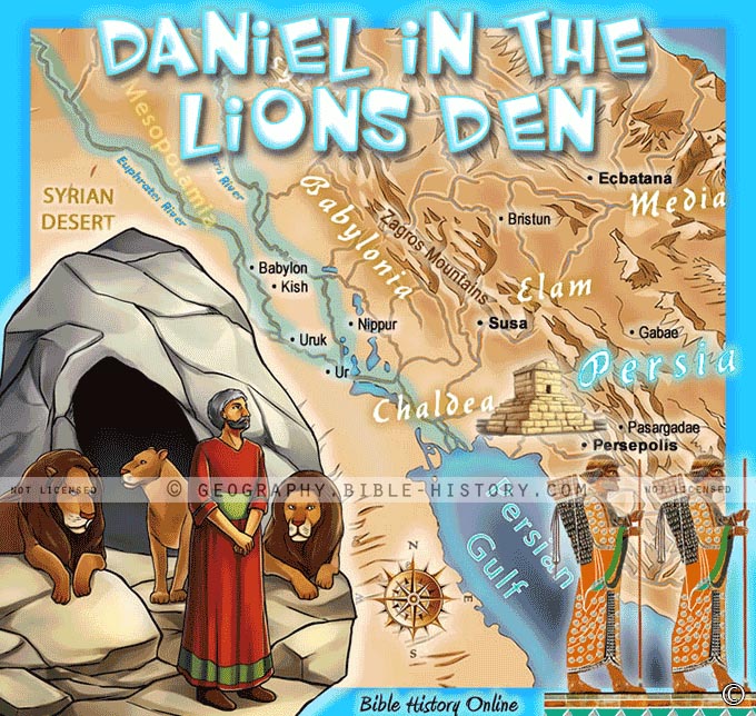 Map of Daniel and the Lions Den for Kids
