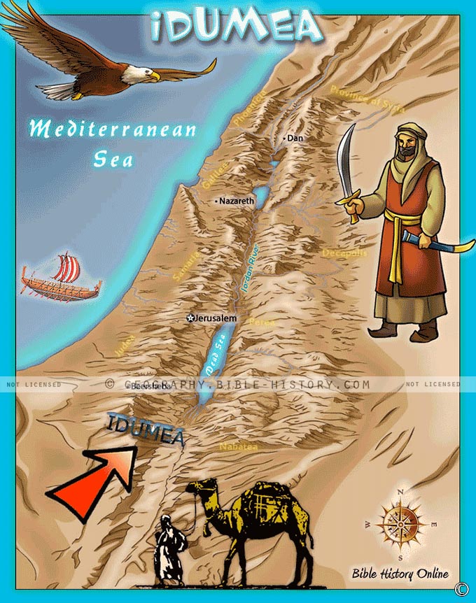 Map of the region called Idumea in the New Testament.