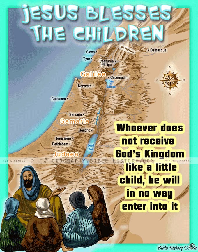 Map of Israel when Jesus Blessed the Little Children