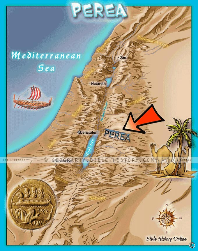 Map of the Perea region known in the Bible as Beyond the Jordan